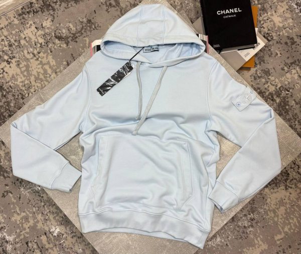 Stone Island Men's Logo-Patch Cotton Light blue Color Hoodie Stone Island Men's Logo-Patch Cotton Light blue Color Hoodie