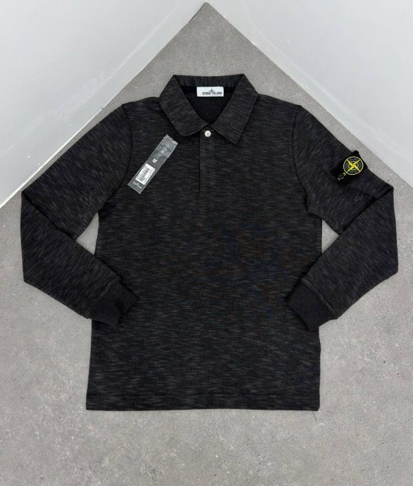 Stone Island Men's Long-Sleeve Stand-Up Collar Polo Shirt Stone Island Men's Long-Sleeve Stand-Up Collar Polo Shirt