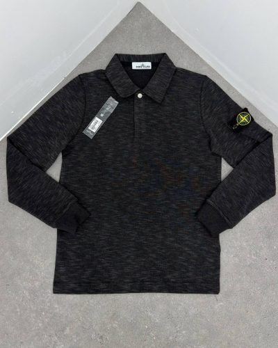 Stone Island Men's Long-Sleeve Stand-Up Collar Polo Shirt – 2 Colours