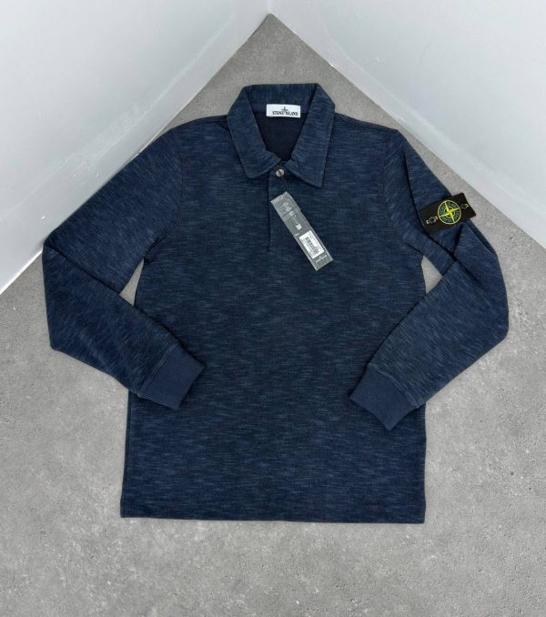 Stone Island Men's Long-Sleeve Stand-Up Collar Polo Shirt1 Stone Island Men's Long-Sleeve Stand-Up Collar Polo Shirt1