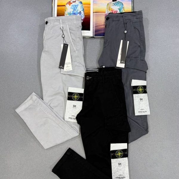 Stone Island Men's OLD-Effect Broken Cotton Twill Cargo Reps Pants