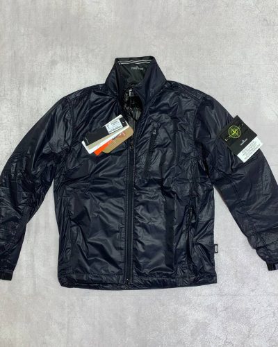 Stone Island Men's Packable Quantum Flock Reps AAA Quality Jacket in Navy Blue Color