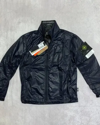 Stone Island Men's Packable Quantum Flock Reps AAA Quality Jacket in Navy Blue Color