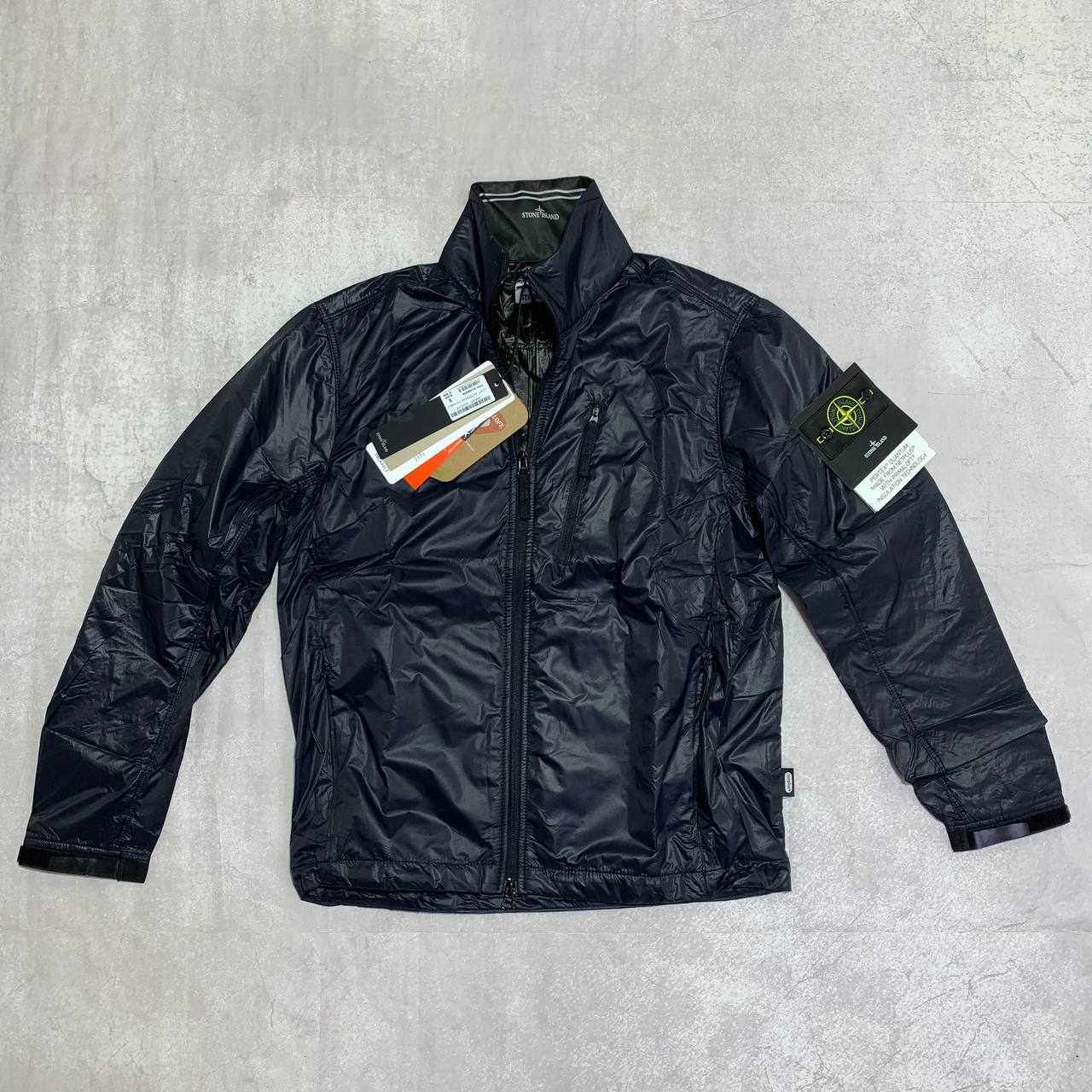 Stone Island Men's Packable Quantum Flock Reps AAA Quality Jacket in Navy Blue Color