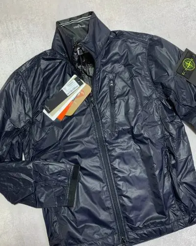 Stone Island Men's Packable Quantum Flock Reps AAA Quality Jacket navy blue colora