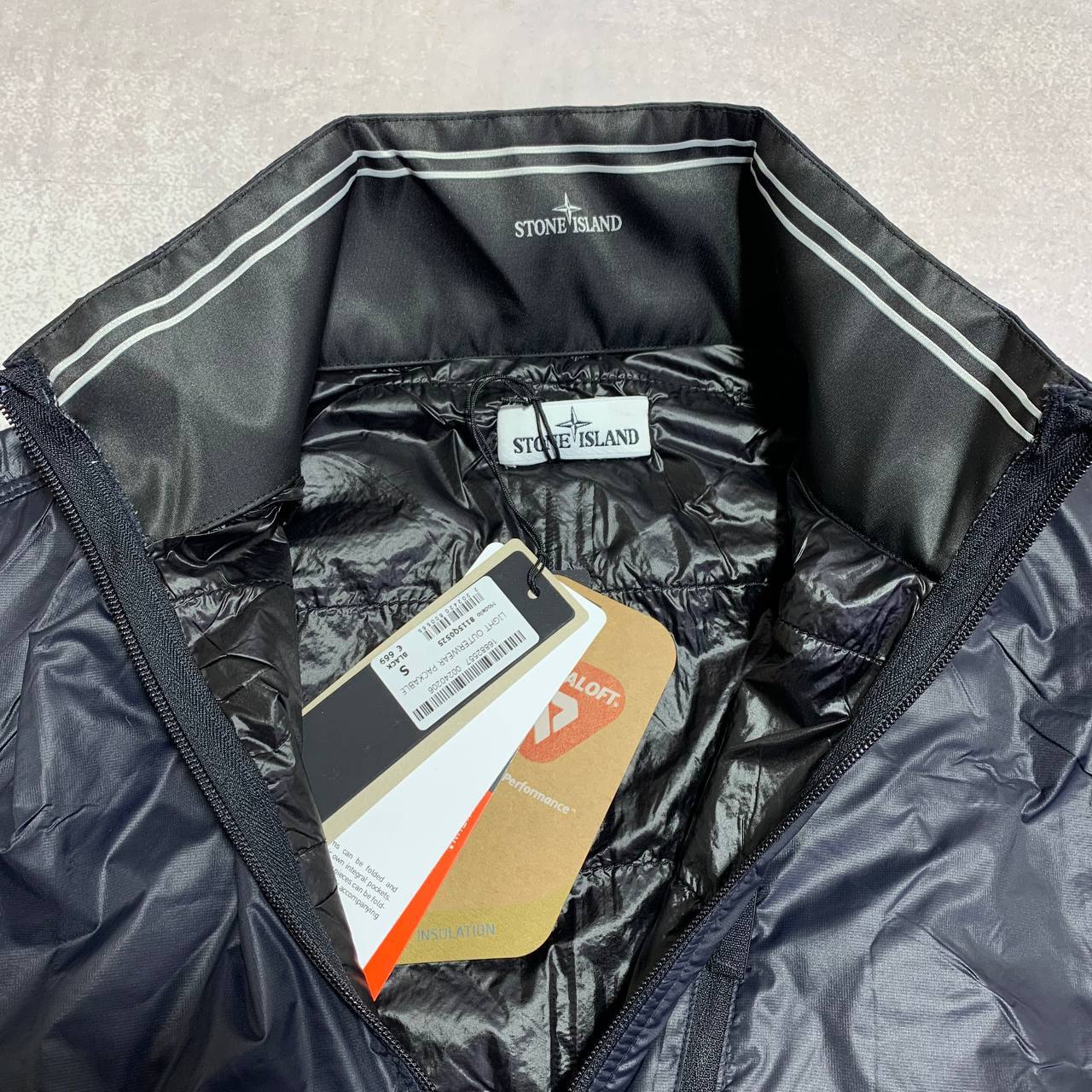 Stone Island Men's Packable Quantum Flock Reps AAA Quality Jacket navy blue colora