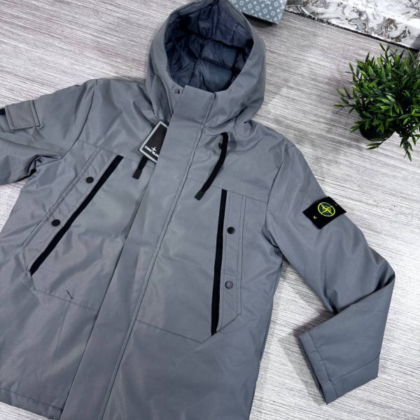 Stone Island Men's Packable Skin-Touch Nylon AAA Quality Grey Jacket Stone Island Men's Packable Skin-Touch Nylon AAA Quality Grey Jacket
