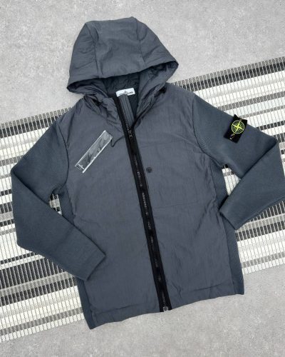 Stone Island Men's Padded Micro Twill Grey Color Replica Jacket