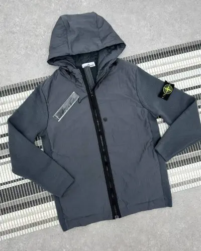 Stone Island Men's Padded Micro Twill Grey Color Replica Jacket
