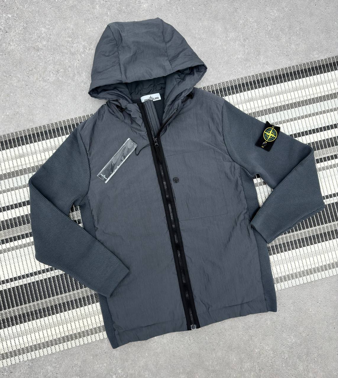 Stone Island Men's Padded Micro Twill Grey Color Replica Jacket