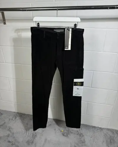 Stone Island Men's Patch Pocket Reps AAA Quality Black Cargo Pants