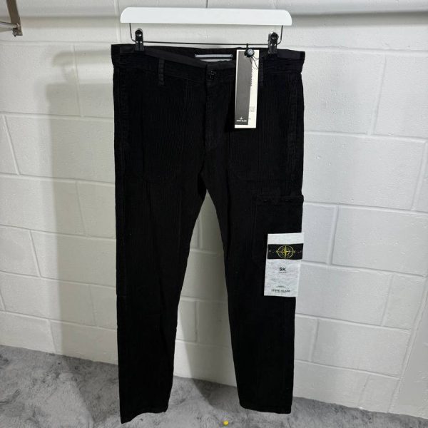 Stone Island Men's Patch Pocket Reps AAA Quality Black Cargo Pants