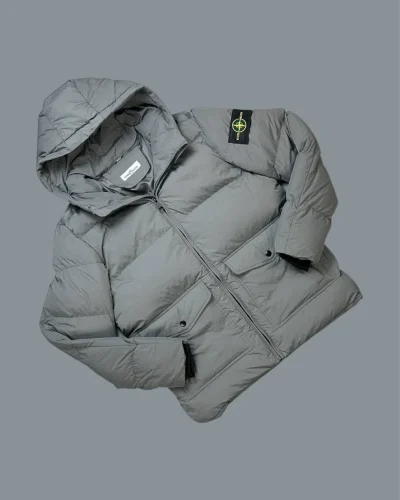 Stone Island Men's Puffer Down Reps Premium Quality Jacket grey color