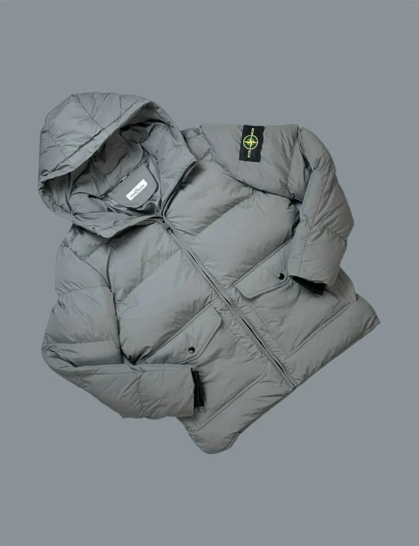 Stone Island Men's Puffer Down Reps Premium Quality Jacket grey color Stone Island Men's Puffer Down Reps Premium Quality Jacket grey color