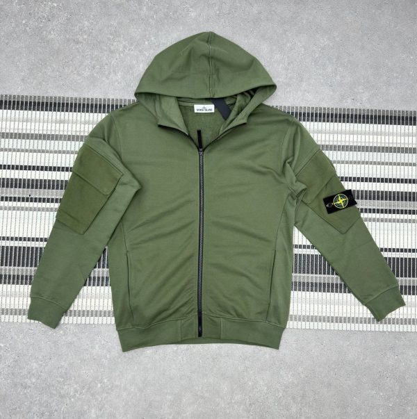 Stone Island Men's Regular-Fit Zip-Up Replica Green Hoodie Stone Island Men's Regular-Fit Zip-Up Replica Green Hoodie