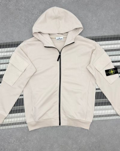 Stone Island Men’s Regular-Fit Zip-Up Replica White Hoodie Stone Island Men's Regular-Fit Zip-Up Replica White Hoodie