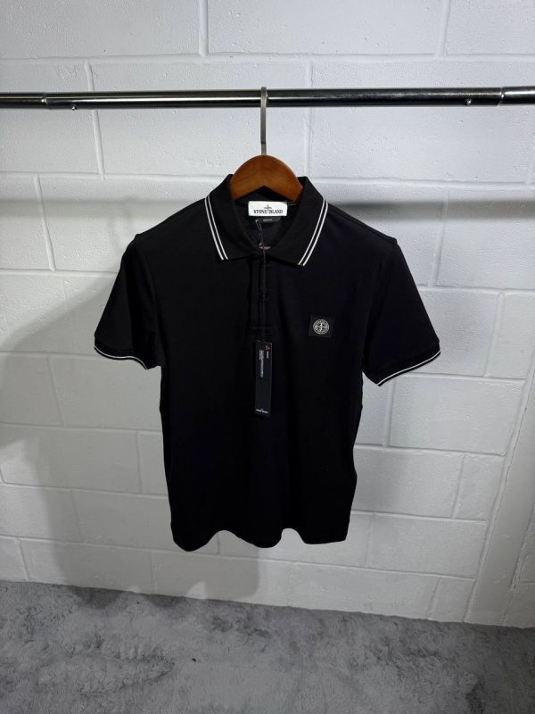 Stone Island Men's Slim Fit Striped Short Sleeve Replica Polo Shirt