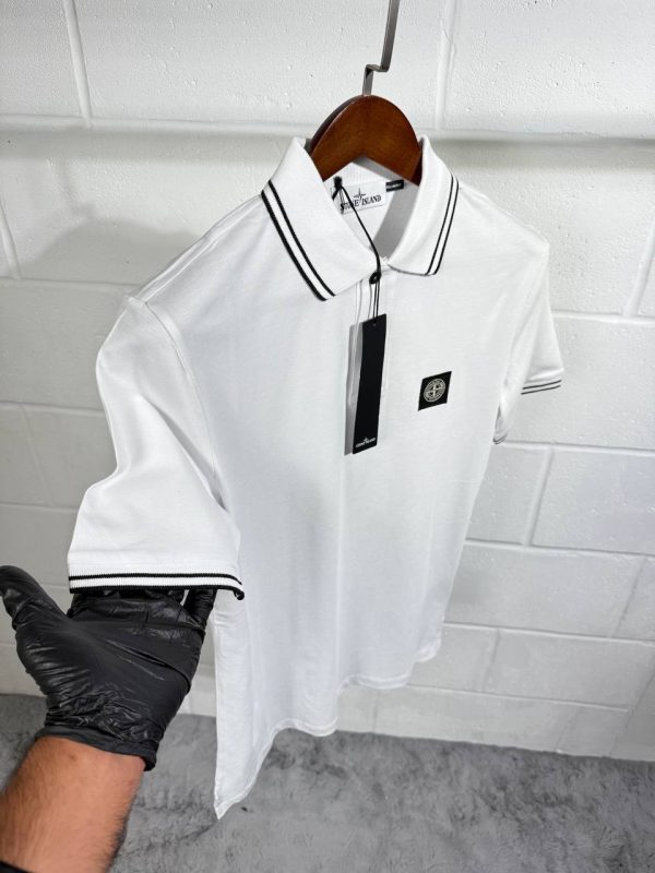 Stone Island Men's Slim Fit Striped Short Sleeve Replica Polo Shirt1 Stone Island Men's Slim Fit Striped Short Sleeve Replica Polo Shirt1