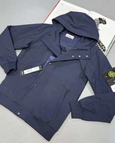 Stone Island Men's Soft Shell-R Replica Jacket navy blue