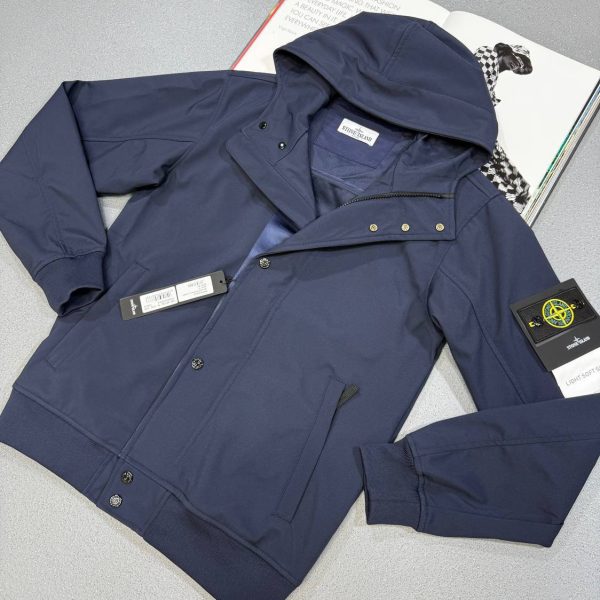 Stone Island Men's Soft Shell-R Replica Jacket navy blue