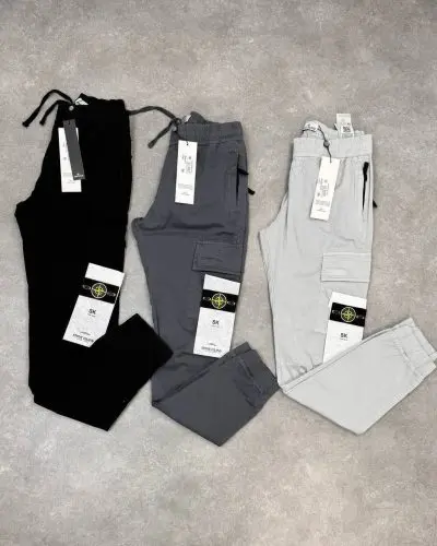 Stone Island Men's Straight-Leg Logo-Embroidered AAA Quality Cargo Pants