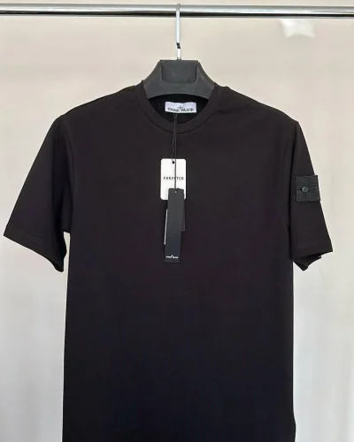 Stone Island Monogram Badge Replica T-Shirt for Men Black Color