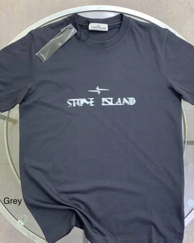 Stone Island Paint-Stroke Compass Logo 1-1 Mirror Quality T-Shirt Grey color