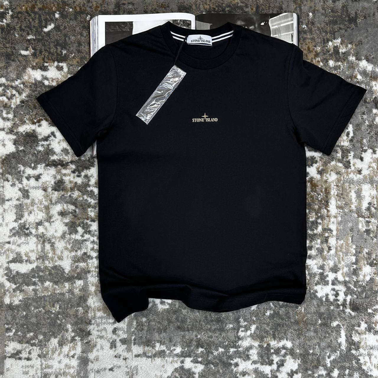 Stone Island Reflective One Badge Print Reps AAA Quality T-Shirt Black color