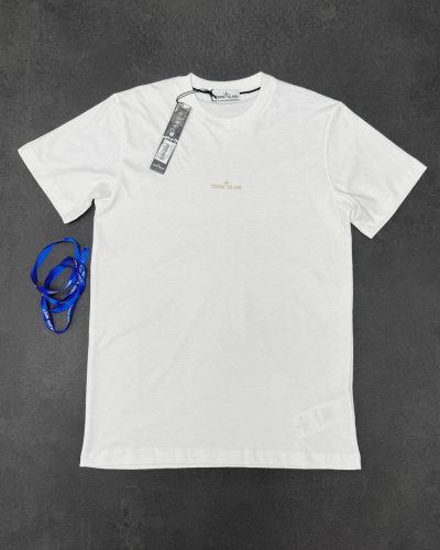 Stone Island Reflective One Badge Print Reps AAA Quality T-Shirt white color