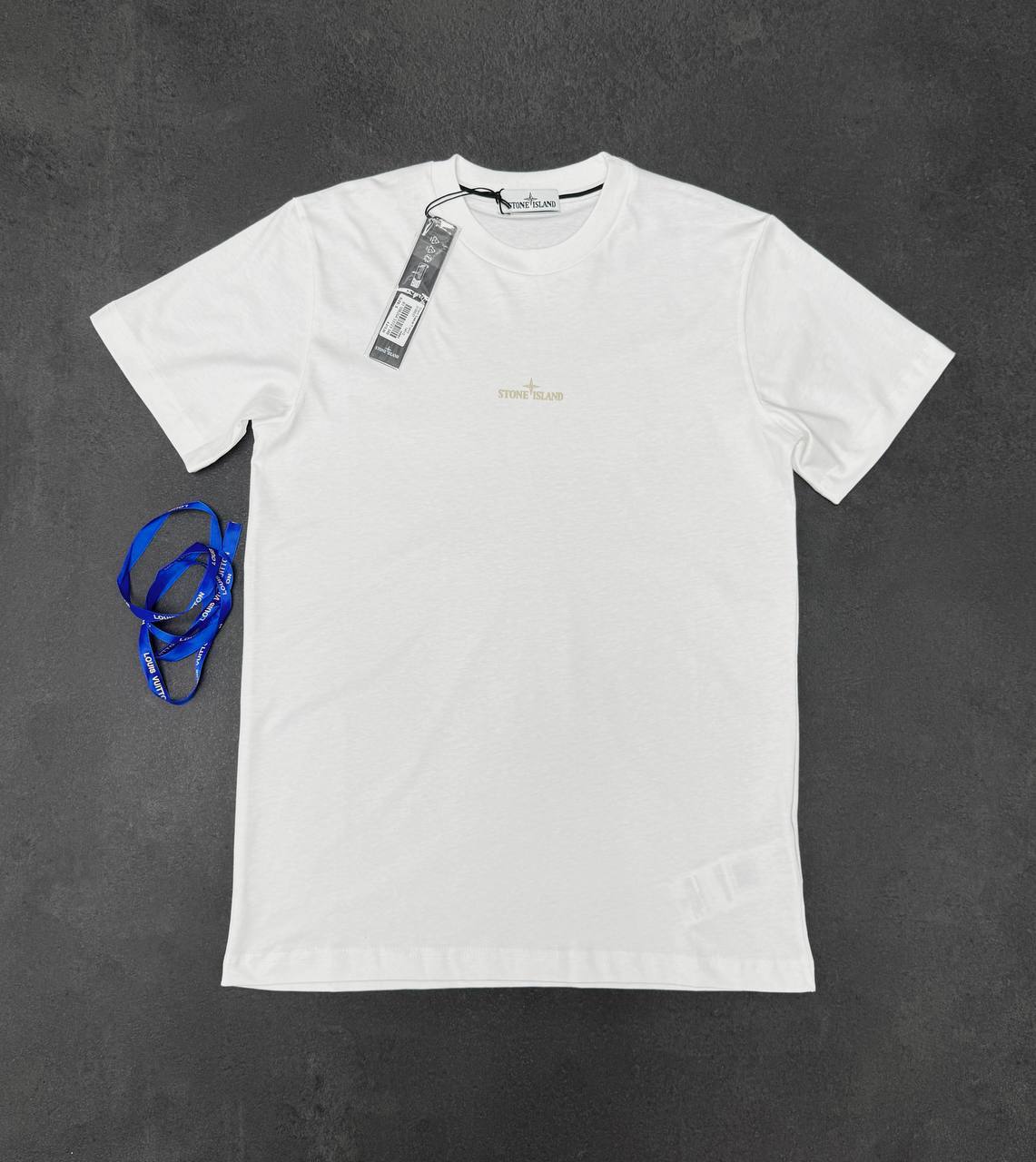 Stone Island Reflective One Badge Print Reps AAA Quality T-Shirt white color