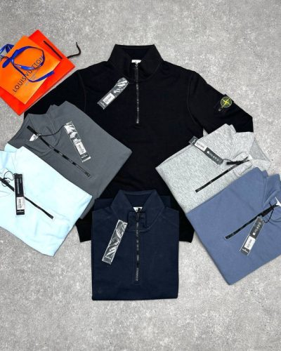 Stone Island Regular-Fit Cotton Half-Zip Sweatshirt AAA Quality