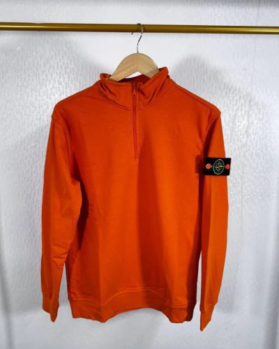 Stone Island Regular-Fit Cotton Half-Zip Sweatshirt AAA Quality Orange