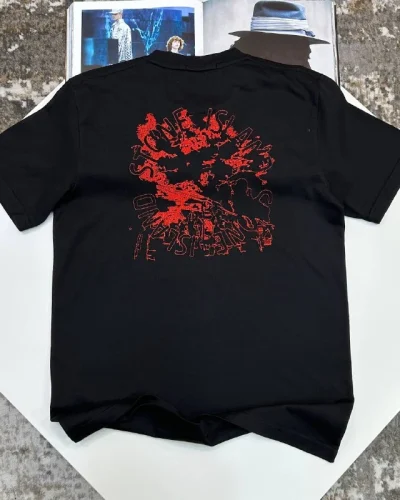Stone Island Stamp One Graphic Print Cotton T-Shirt 1-1 Replica black color