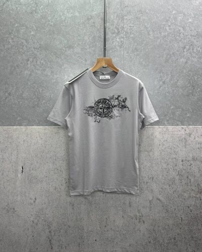 Stone Island Stamp One Logo T-Shirt for Men In AAA Quality grey