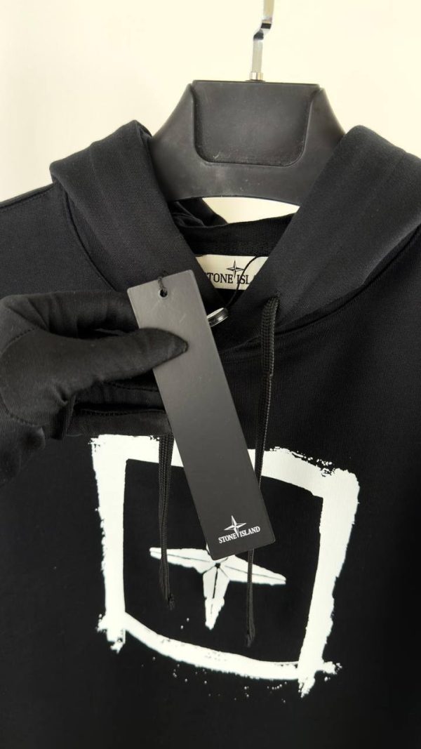 Stone Island Stencil Logo Reps AAA Quality Black Hoodie 1 Stone Island Stencil Logo Reps AAA Quality Black Hoodie 1
