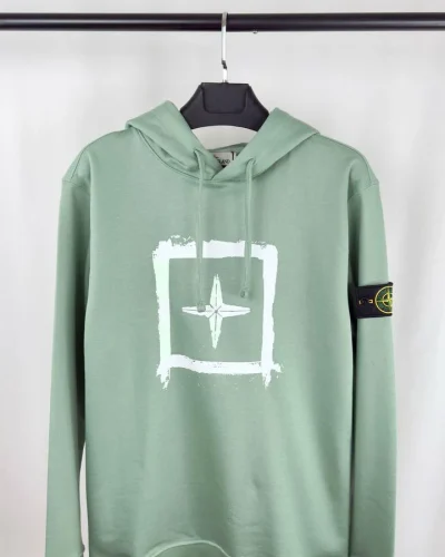 Stone Island Stencil Logo Reps AAA Quality Green Hoodie