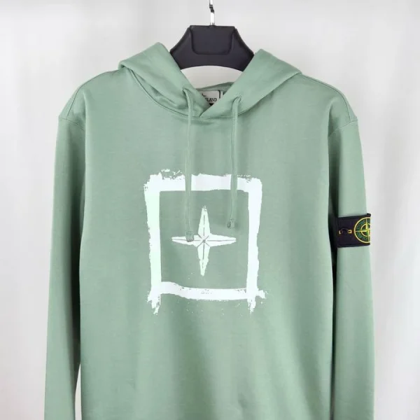 Stone Island Stencil Logo Reps AAA Quality Green Hoodie