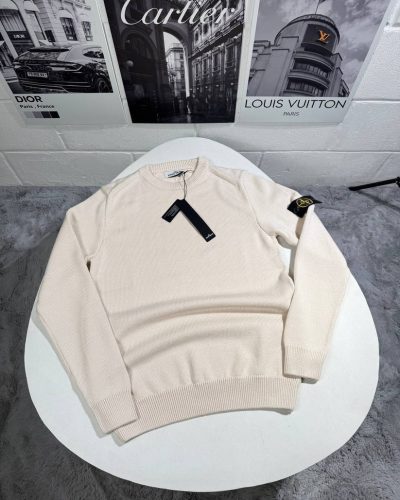 Stone Island Wool Crewneck Sweatshirt Beige AAA Quality