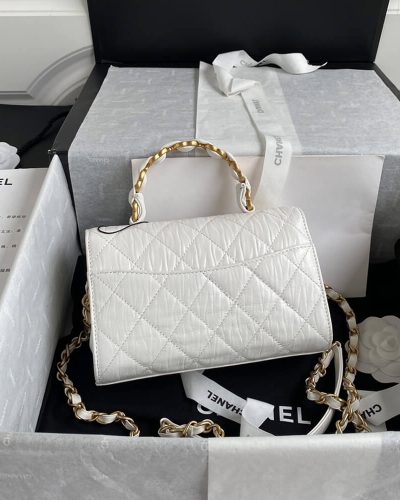 2Chanel Mini 1-1 Replica Flap Bag with Top Handle AS2477 – White