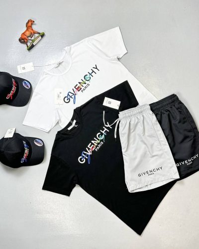 Givenchy Double Logo T-Shirt and Shorts Set – Black & White