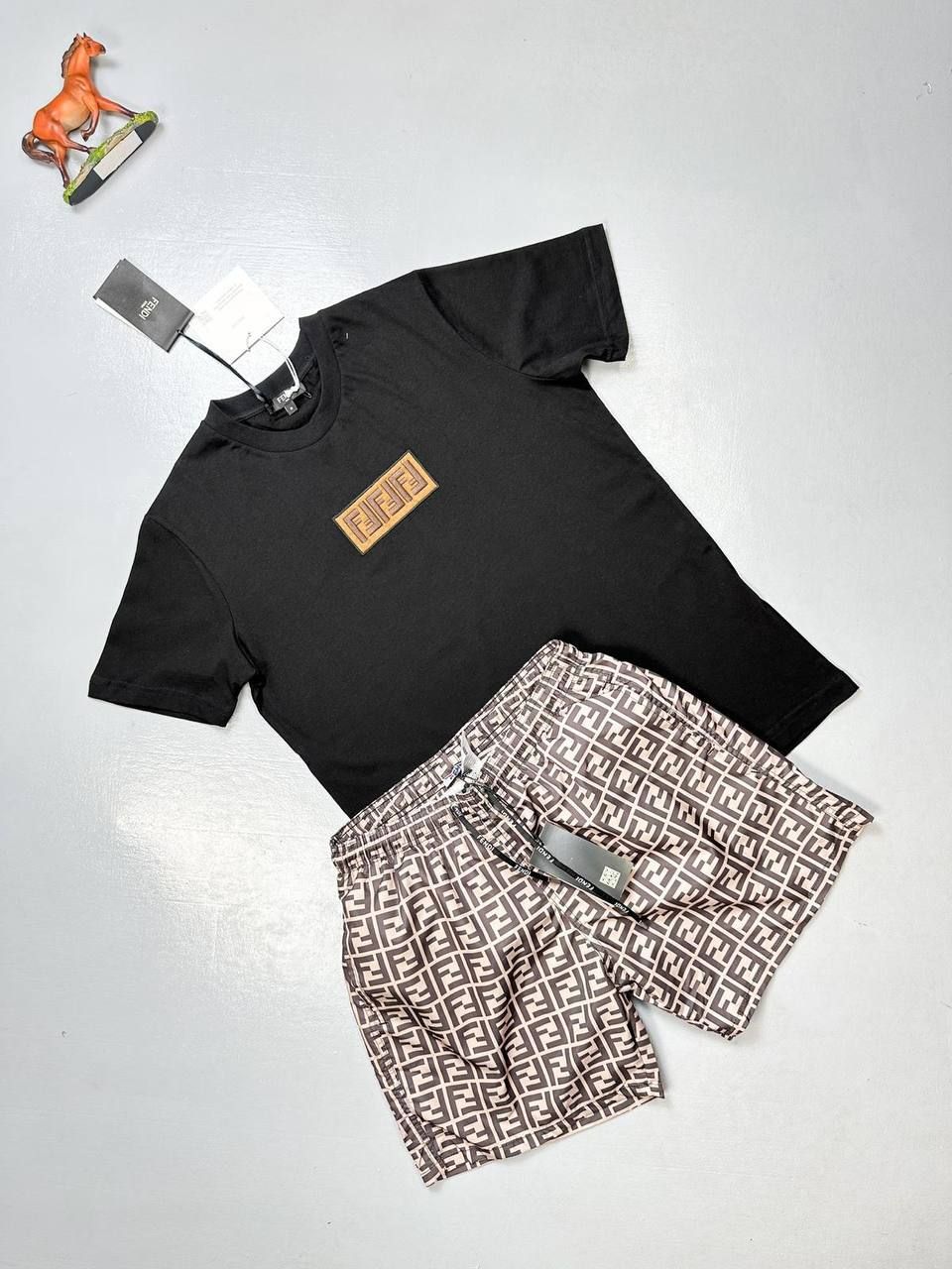 Fendi F Logo Patch Reps AAA Quality T-Shirt and Shorts Set – Multiple Colours