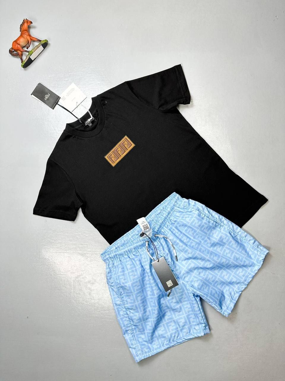 Fendi F Logo Patch Reps AAA Quality T-Shirt and Shorts Set – Multiple Colours
