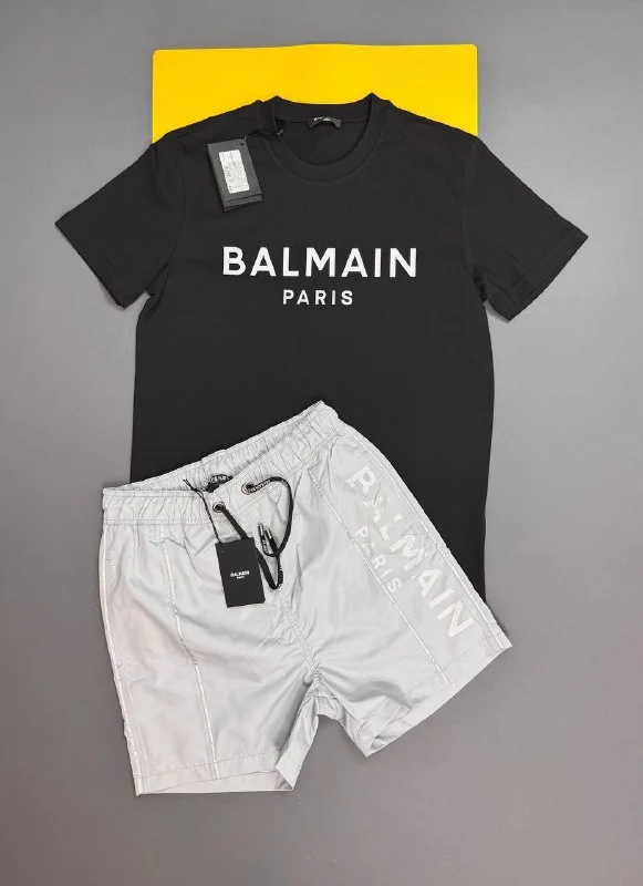 Balmain Paris Graphic Replica T-Shirt and Shorts Set for Men – Multiple Colours - Image 6