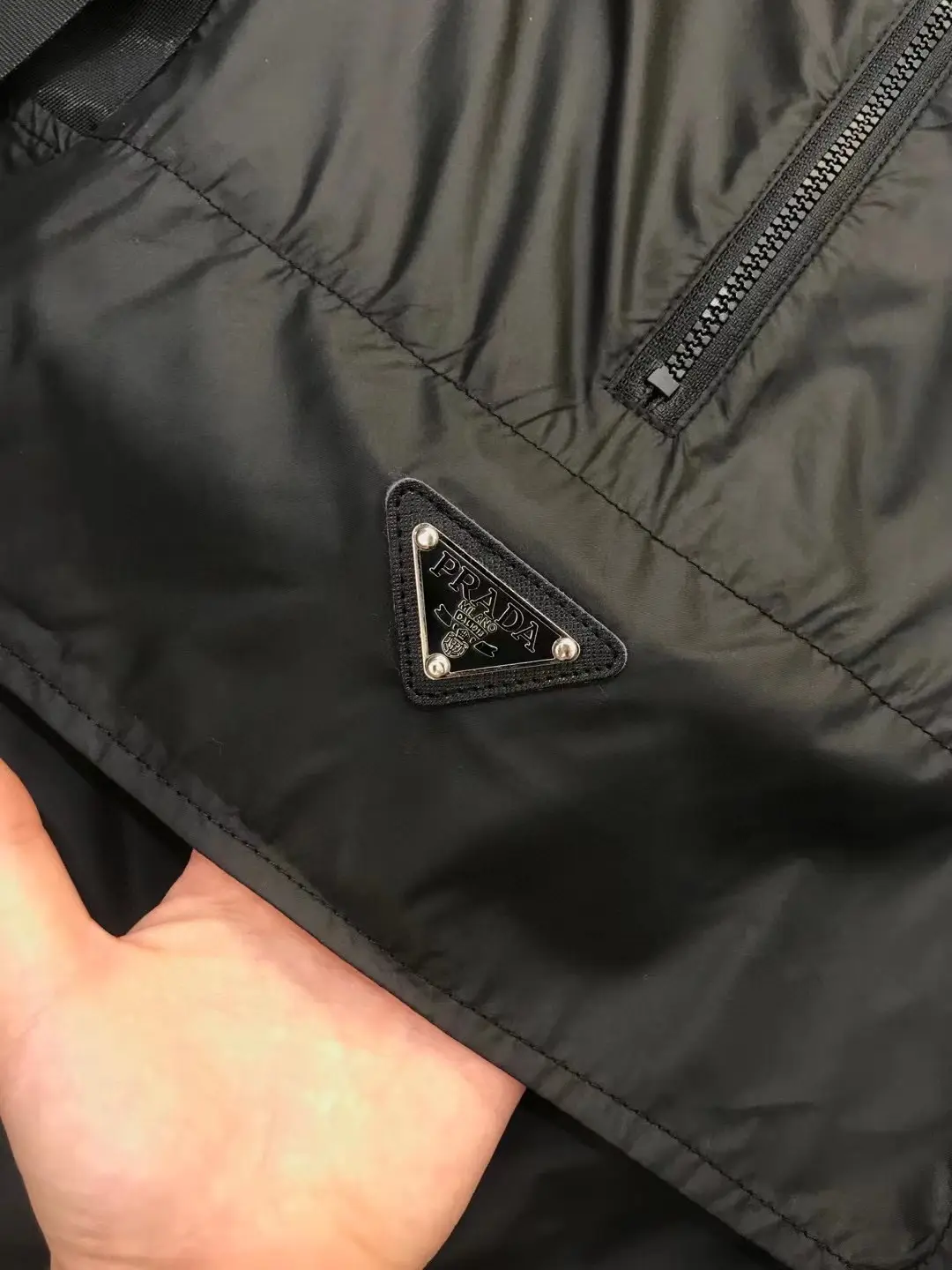 Black Waterproof Hooded Rain Jacket with Zippered Pockets AAA Quailty logo