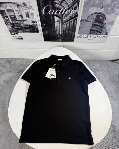 Burberry Black, Navy Blue & White Cotton Piqué Polo Shirt for Men