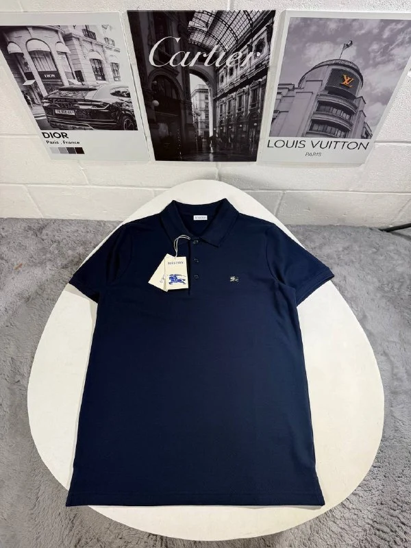 Burberry Black, Navy Blue & White Cotton Piqué Polo Shirt for Men