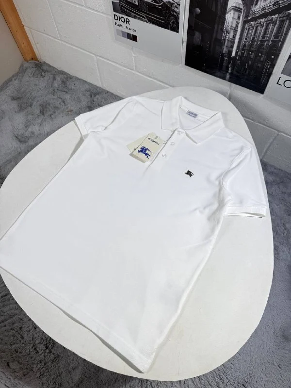 Burberry Black, Navy Blue & White Cotton Piqué Polo Shirt for Men white