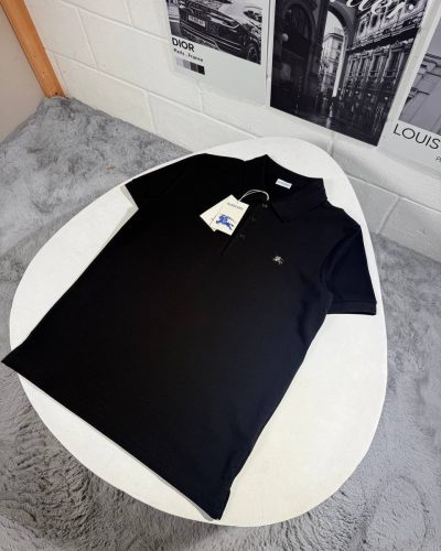 Burberry Black, Navy Blue & White Cotton Piqué Polo Shirt for Men