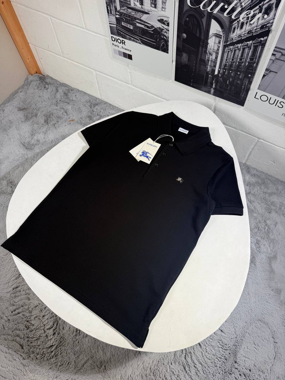 Burberry Black, Navy Blue & White Cotton Piqué Polo Shirt for Men