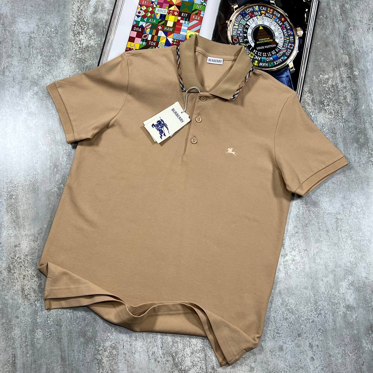 Burberry Check Trim Cotton Piqué Polo Shirt for Men